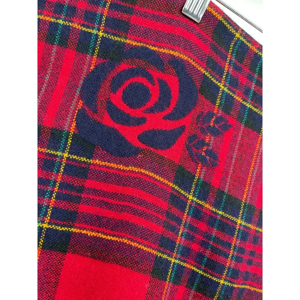 Plaid Rose Red Blue Super Soft Reversible Scarf Shawl Wrap NEW